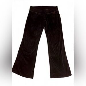 Aeropostale Y2K Black Velour Wide Leg Track Pants Size Small | gold butterfly